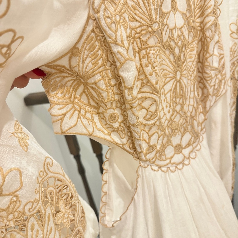 Zimmermann Cream and Gold Lace Long Sleeve Dress - Picture 7 of 7